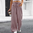 thumbnail image 1 of Blmnix Plaid Pants Pants for Women Trendy Petite Pants Palazzo Jeans Flare-Leg Long High Brown Warm Pants for Women,L, 1 of 7
