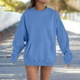 thumbnail image 1 of Blmnix Plain Oversized Hoodies for Women Sky Blue Work Pullover Cute Tops Workwear Crew Neck Long Sleeve Tops, 1 of 4