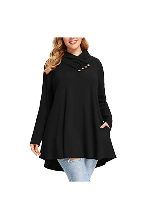 Pleated T Shirts Flowy Tunic Teacher Shirts Plus Size Long Sleeve High Neck Blouses