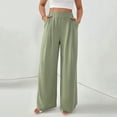 thumbnail image 1 of Blmnix Pleated Wide Leg Dress Pants for Women Petite Pants Dress Pants Sweatpants Green High Long Flare-Leg Tall Sweatpants for Women,XXL, 1 of 6