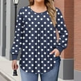 thumbnail image 1 of Blmnix Plus Size Business Casual Tops Blue Early Fall Polka Dot Oversized Ladies Blouses Long Sleeve Crew Neck Blouses, 1 of 6