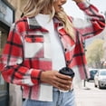 thumbnail image 1 of Blmnix Plus Size Jackets Red Western Plaid Trendy Bomber Womens Plus Size Shirts Crop Cropped Tops, 1 of 5