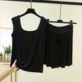 thumbnail image 1 of Blmnix Plus Size Pajamas Women Pajamas Sleepwear Sets Modal Pajamas Pjs Sleeveless Black Cropped Square Neckline Spring Pajamas for Women Set,XXL, 1 of 5