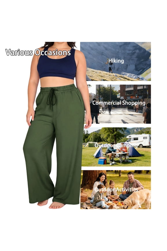 Plus Size Pants Comfy Pants Women Palazzo Straight Leg Yoga Pants Pants High Waisted Full Green Jogger Loose Casual Pants for Women,XXL