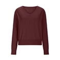 thumbnail image 1 of Blmnix Plus Size Sweater Red Wool V-Neck Plus Size Sweater Long Sleeve Clothes, 1 of 5