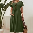 thumbnail image 1 of Blmnix Plus Size Valentine Party Dresses for Women Long Pleated Popover Nightgown Green Short Sleeve Crew Neck Drop Waist Dress Women,XXXXL, 1 of 5