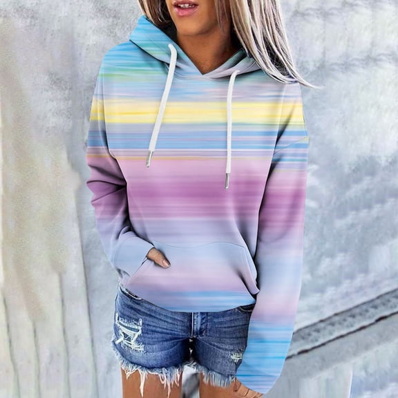 Blmnix Plus Size Valentine Shirts for Women Loose Fit Hoodie Workout Tops Hooded Long Sleeve Blue Women's Tops, Tees & Blouses,S