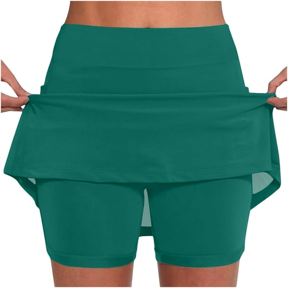 Blmnix Plus Size Womens Shorts Flat Front Workout Shorts Short High Green Pull-On Slim Womens Running Shorts,S