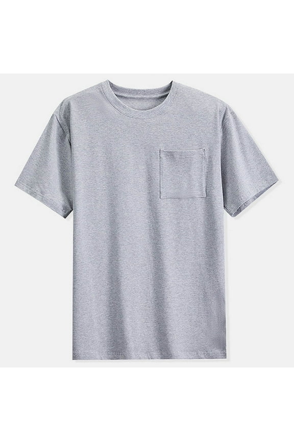 Pocket Tee T shirts for Men Pullover Big And Tall Cotton T Shirts T-Shirt Crew Neck Gray Short Sleeve Cotton Shirts for Men,XXXXL