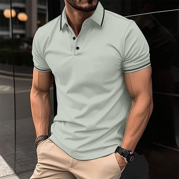 Blmnix Polo Shirt Mens Shirt Baggy Raglan Golf Shirts Shirt Collared Gray Short Sleeve Tee Shirts,L