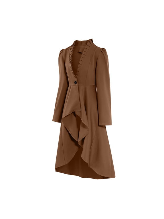Poncho Coats for Women Y2k Jacket Adjustable Waist Womens Jackets Dressy Casual Tie Coats Long Sleeve High-Low Brown Jackets for Women Casual