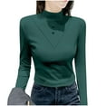 thumbnail image 1 of Blmnix Print Y2k Tops for Women Base Layer Slim Green Hiking Shirts Women High Neck Long Sleeve Blouses, 1 of 4