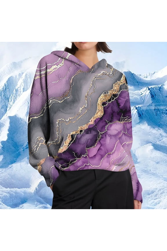 Printed Football Sweatshirt Fitted Purple Womens Blouses Dressy Long Sleeve Hooded Hoodie Tops
