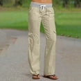 thumbnail image 1 of Blmnix Pull-On Pants for Woman Parachute Beige Wide-Leg Straight Leg High Waist Full Cargo Juniors Pants Comfy, 1 of 9
