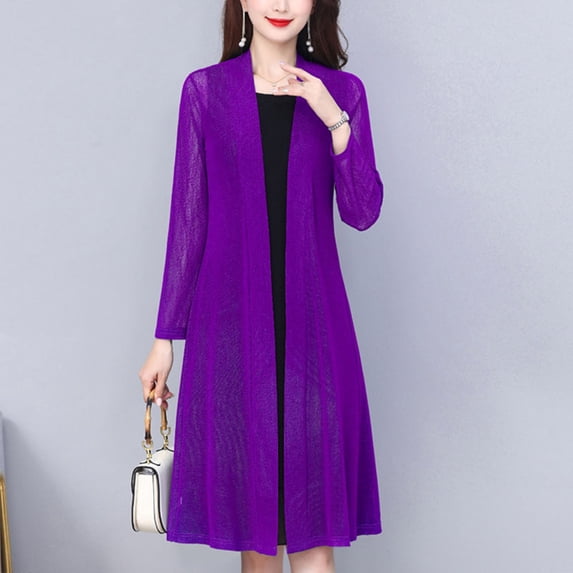 Blmnix Pull-On Women Jacket Spring Jackets UV Protection Convertible Bed Jackets Rain Jacket Purple Long Sleeve Cocoon Winter Jacket