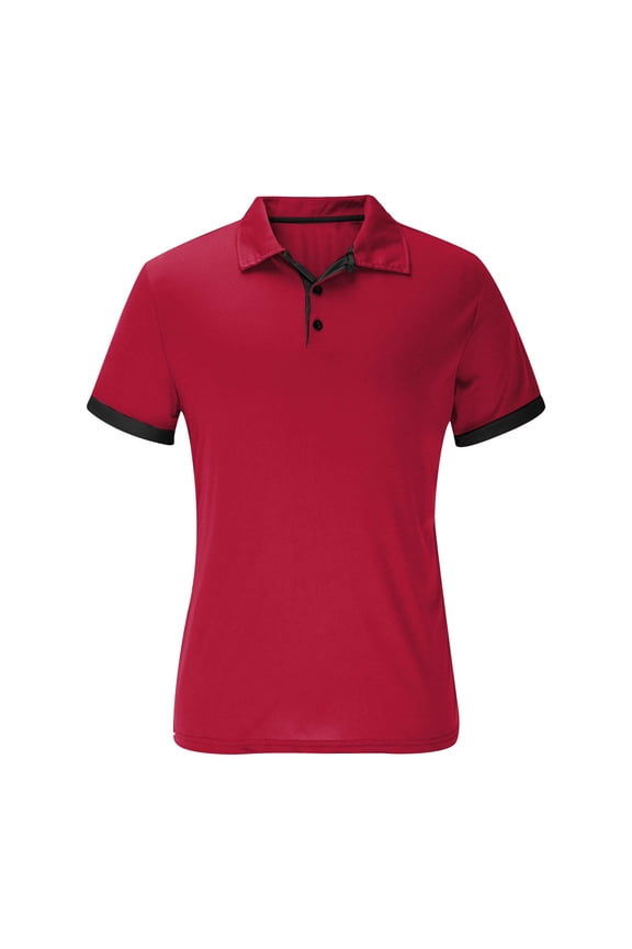 Pullover Mens Shirts Polo Shirts Work Shirts T-Shirts Red Collared Short Sleeve Athletic Shirts for Men,M