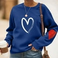 thumbnail image 1 of Blmnix Pullover Plus Size Hoodies Love Heart Workout Blue Women's Casual Tops Crew Neck Streetwear Long Sleeve Tops, 1 of 5