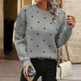 thumbnail image 1 of Blmnix Pullover Plus Size Sweaters Crew Neck Chunky Polka Dot Gray Fall Blouses for Women Long Sleeve 2025 Tops, 1 of 5