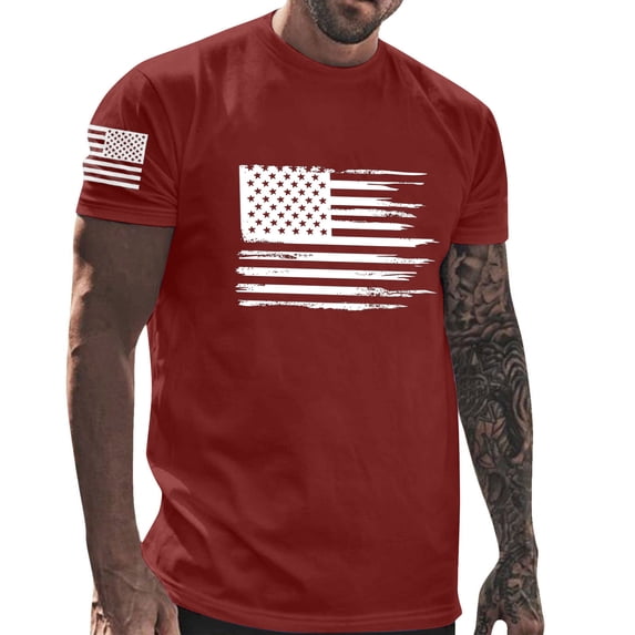 Blmnix Pullover Shirt for Men Graphic Tees Patriotic Shirts Big And Tall Tshirt Red Crew Neck Short Sleeve Mens Shirts Big And Tall,XXXL