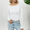 thumbnail image 1 of Blmnix Pullover Womens Tops Summer 2026 Cotton Compression T-shirts White Boat Neck Long Sleeve Professional Tops for Women,S, 1 of 5