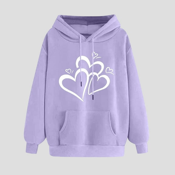 Blmnix Purple Hoodies for Women Pullover Hoodie Work Hoodie Graphic Plus Size Tops Long Sleeve Hooded Tops