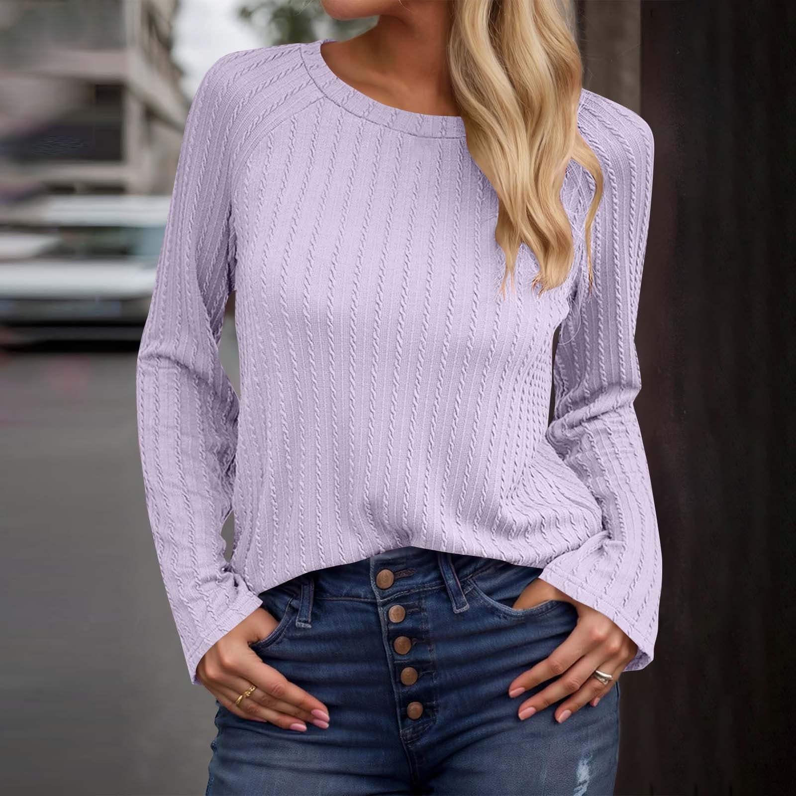 Blmnix Purple Oversized Gym Tshirts for Women Long Sleeve Plain Casual 