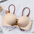 thumbnail image 1 of Blmnix Push Up Bra Bra for Women Minimizer Bras No Underwire Bralette Beige Tie-Front Wireless Bras for Women, 1 of 5
