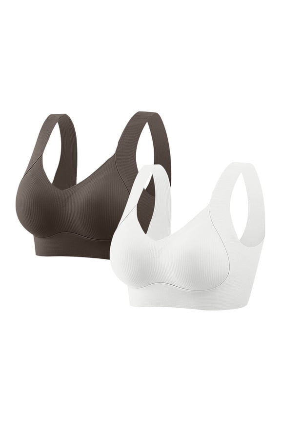 Push-Up Sports Bras Seamless Large Bust Bras Plus Size Minimizer 2 Pack Bras M-5XL