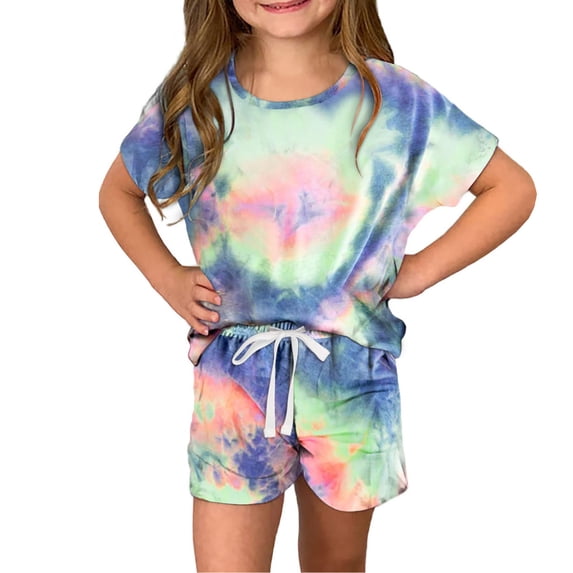 Blmnix Raglan Two Piece Outfits Beach Outfits Shirt Athletic Sets Outfits Crew Neck Running Blue Short Sleeve 3t Summer Outfits,5-6 Years