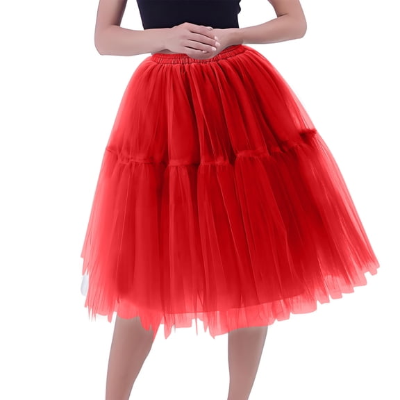 Blmnix Red Womens Skirts Tutu Tulle Plus Size Skirt 2025 Skirts