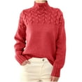 thumbnail image 1 of Blmnix Red Womens Sweaters Turtleneck Cable Knit Oversized Sweaters Long Sleeve Clothes, 1 of 5