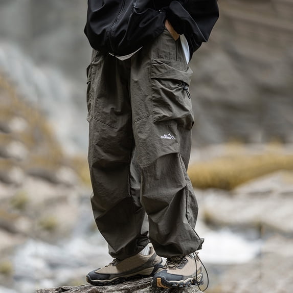 Blmnix Relaxed Fit Men's Pants Fishing Pants Carpenter Baggy Cargo Pants Jeans Long Straight-Leg Low Rise Gray Men's Casual Pants,L