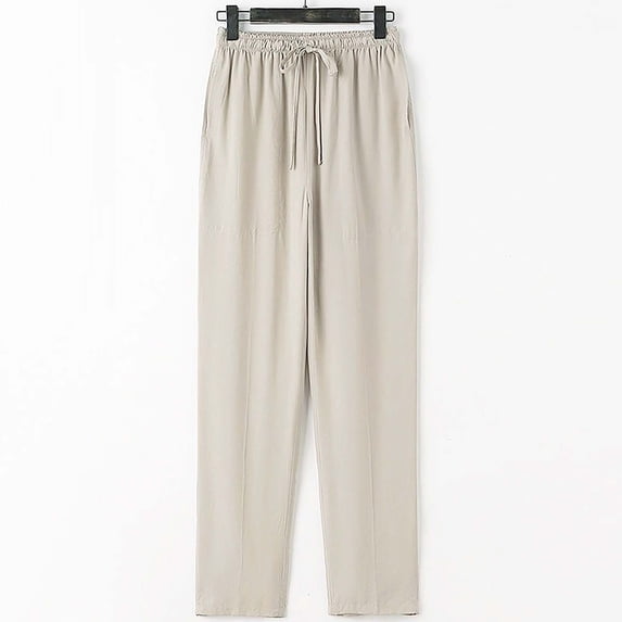 Blmnix Relaxed Fit Pants Men Palazzo Baggy Pants Lounge Pants Jeans Straight-Leg Long Low Rise Beige Men's Casual Pants,XXXXL
