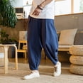 thumbnail image 1 of Blmnix Relaxed Fit Pants Men Palazzo Comfy Pants Baggy Pants Jean Blue Cropped Taper Low Rise Mens Casual Pants,XL, 1 of 5