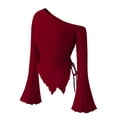 thumbnail image 1 of Blmnix Ribbed Dressy Tops for Women Night Out Fall Basic Red Women Golf Shirts Long Sleeve Boat Neck Blouses, 1 of 4