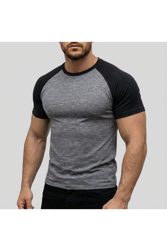 Ringer Tshirts Shirts for Men Cotton T Shirts Workout Shirts Tshirt Gray Crew Neck Short Sleeve T Shirts for Men Pack,L