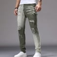 thumbnail image 1 of Blmnix Ripped Jeans Trousers for Men Cargo Skinny Jeans Slim Fit Low Waisted Sweatpants Slim-Leg Long Green Mens Pants Casual,S, 1 of 9