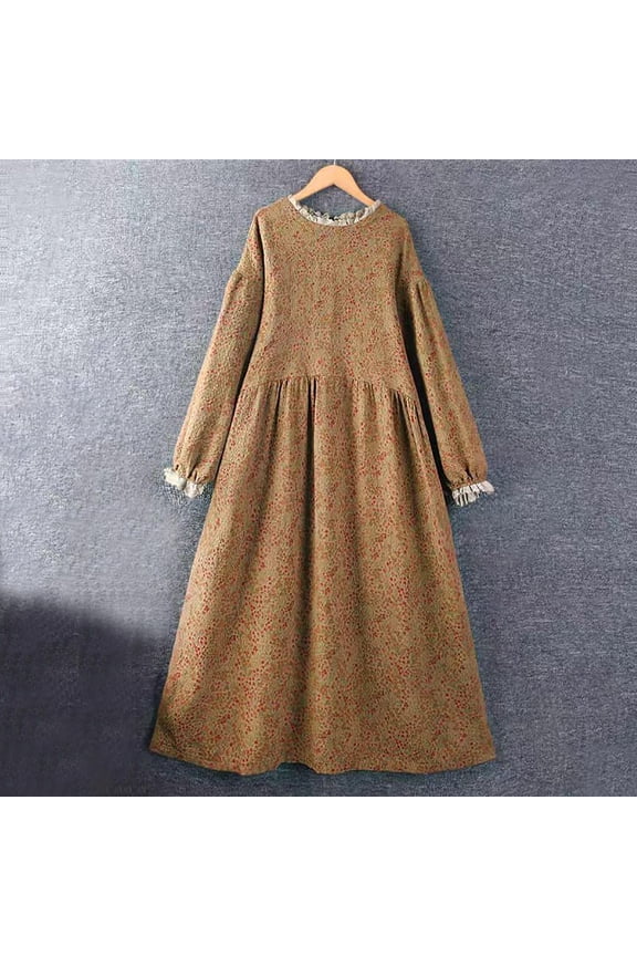 Ruched Women's Formal Dresses Peasant Cottagecore Yellow Long Fashion Crew Neck Long Sleeve Dresses