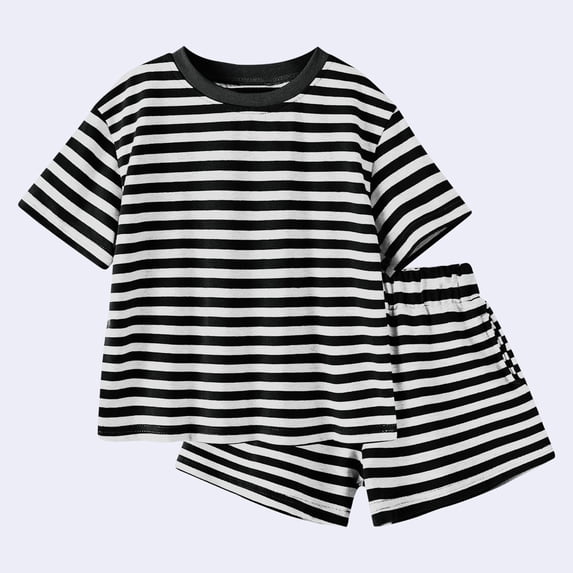 Blmnix Running 2 Piece Outfits Shirt Pajamas Athletic Sets Set Black Short Sleeve Crew Neck Baby Outfits 2 Years