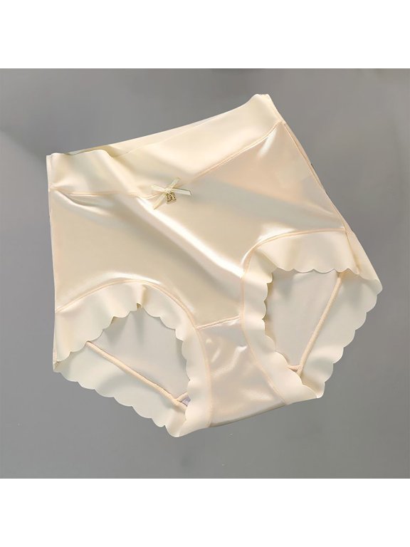 Satin Panties Panties of Women High Waisted Briefs Briefs Beige Regular Stretchable Pull-On Bow Moisture Wicking Underwear for Women,XL