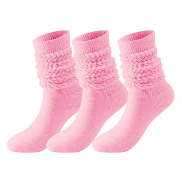 Blmnix Spring Womens Socks Pink Scrunch Solid Crew Slouch Socks for ...