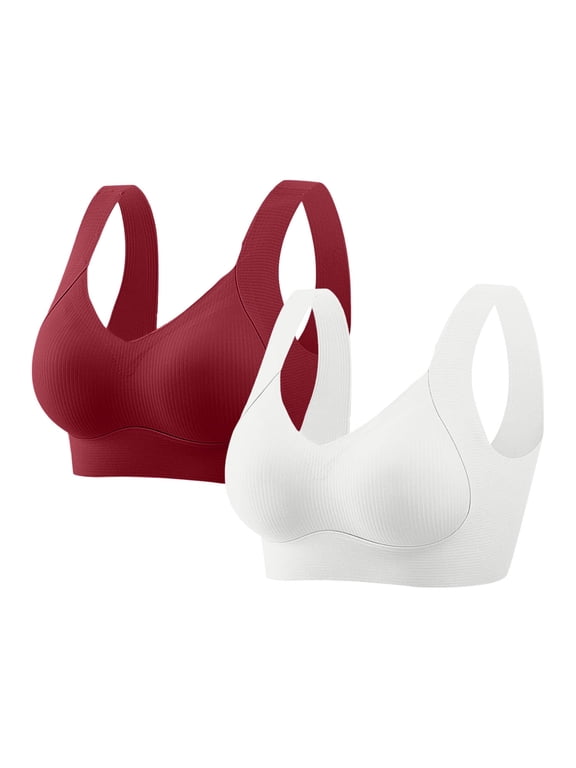 Seamless Womens Sports Bras High Impact Push-Up Bras Minimizer 2 Pack Plus Size Bras M-5XL