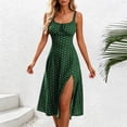 thumbnail image 1 of Blmnix Sexy Dresses Women's Dresses Polka Dot Dress Slip Dress A Line Dresses Under Dresses Square Neckline Cocktail-Length Sleeveless Green Womens Summer Dress L, 1 of 8