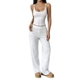 thumbnail image 1 of Blmnix Sexy Pajamas Pajamas for Women Sleepwear Sets 2 Piece Pajama Set Pajama Pants White Square Neckline Sleeveless Long Spring Pajamas for Women Set,XL, 1 of 7