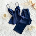 thumbnail image 1 of Blmnix Sexy Pajamas Pjs Sets for Women Sleepwear Sets Silk Pajamas Pajamas Straight-Leg Cowl Neck Blue Sleeveless Full Womens Cotton Pajama Sets,XL, 1 of 5