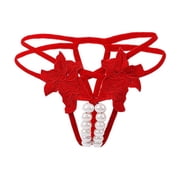 Blmnix Sexy Panties Underwear for Women Cheeky G String Thongs Panties Lace Panties Red Womens Underwear Cotton,M