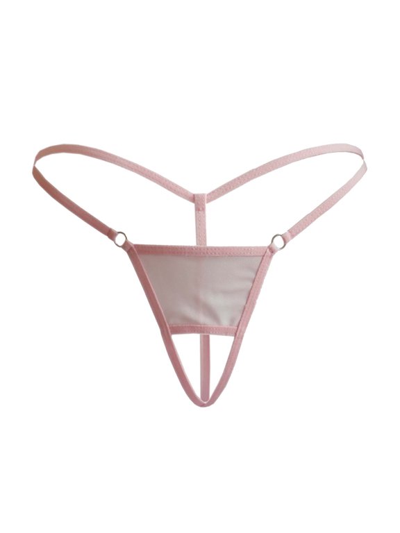 Sexy Thongs Women's Underwear Bikini G String Thongs Underwear Stretchable Pink Skinny Loop Ornamental Chain Plus Size Underwear,Free Size