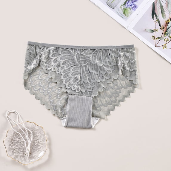 Blmnix Sexy Underwear Womens Underwear Hipster Panties Plus Size Boxer Gray Lace Panties Women's Underwear Cotton