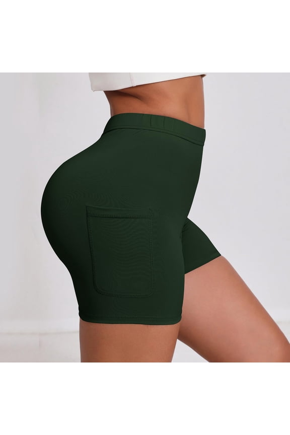 Shapewear Shorts Shorts Women Flat Front Yoga Shorts Shorts High Pull-On Green Skinny Cotton Shorts for Woman,L