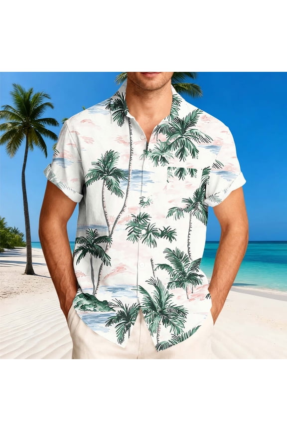Shirt for Men Beach Shirts Guide Oversized T-Shirts Short Sleeve Green Collared Mens Shirts Big And Tall,XXL